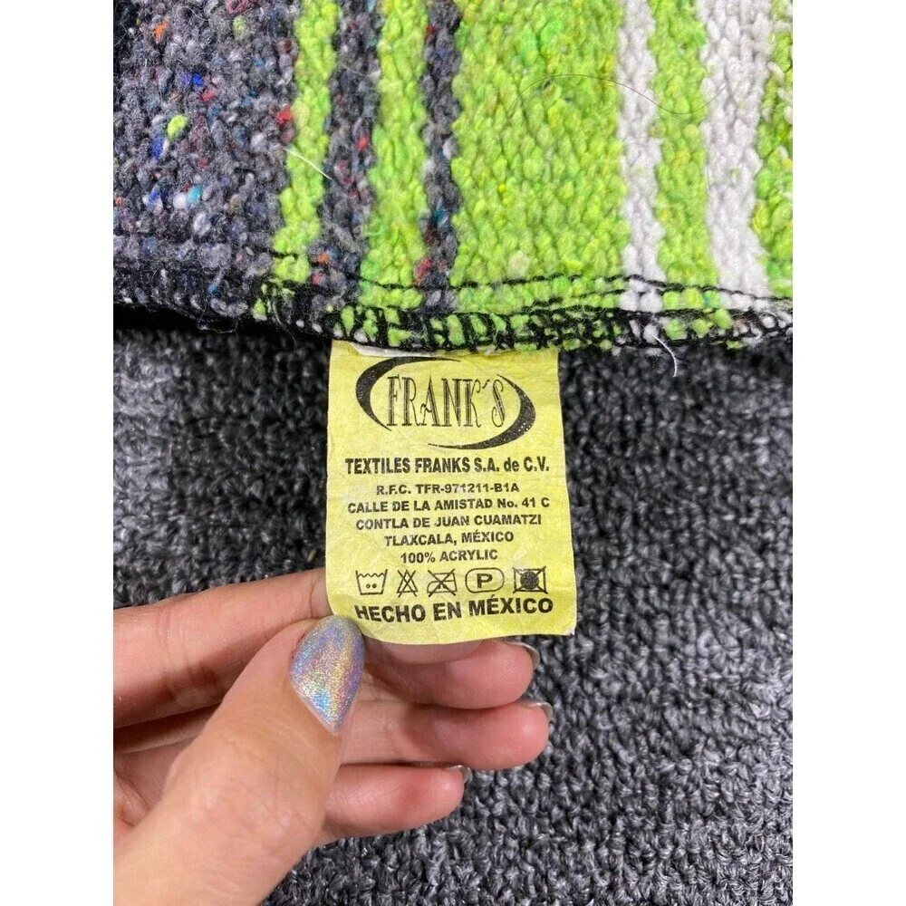 Vintage Navajo Style Hand Made Mexican Blanket with Fringes Frank’s Multicolor